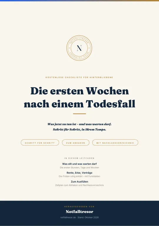 Titelseite: Die ersten Wochen nach einem Todesfall